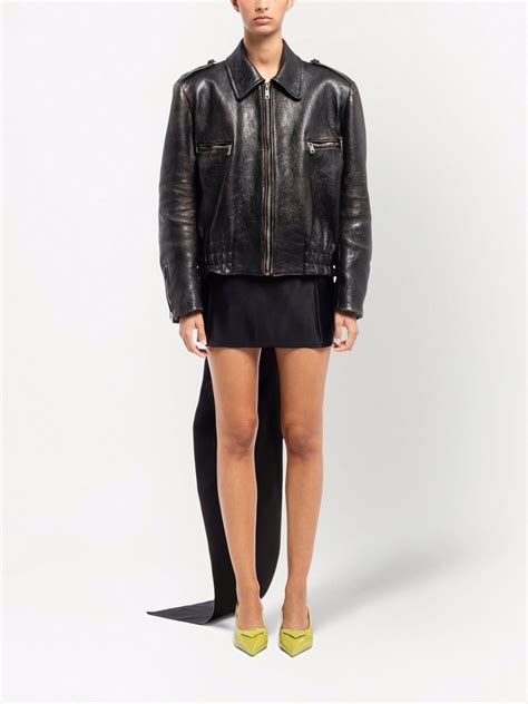 prada learher jacket|Prada distressed leather jacket.